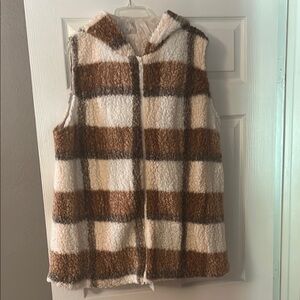 Cozy Brown and Cream Womens Hooded Vest